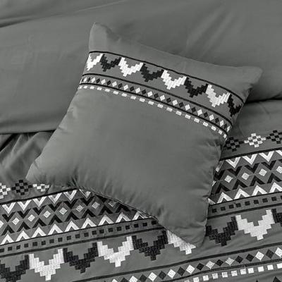 Southwest Indigenous Style Gray White Multi color Embroidered Quilt Cover