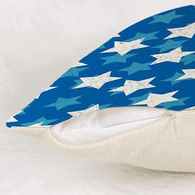 Blue Wind Grid Star Commemorative Pillow