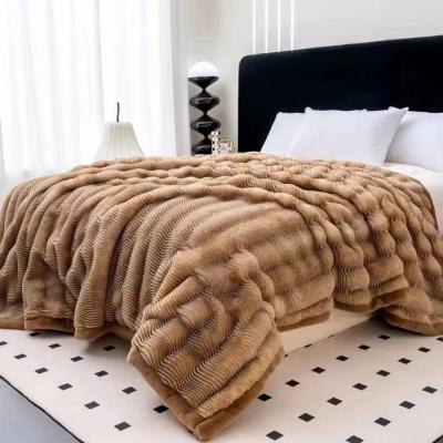 Double Layer Plush Rabbit Faux Fur Blankets 