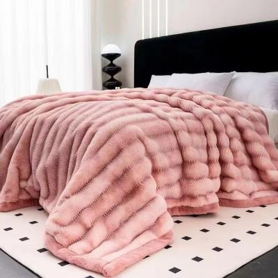 Double Layer Plush Rabbit Faux Fur Blankets 