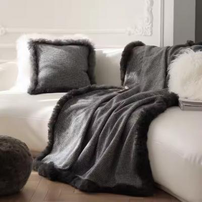 Mongolian Fur Trims 100% Merino Woollen Fleece Blanket