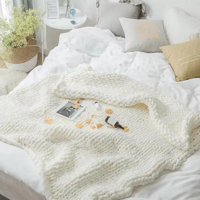 Handmade Super Chunky Knitted Throw Merino Wool Yarn Blanket