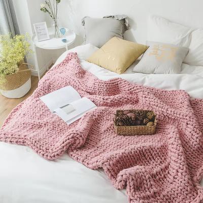 Handmade Super Chunky Knitted Throw Merino Wool Yarn Blanket