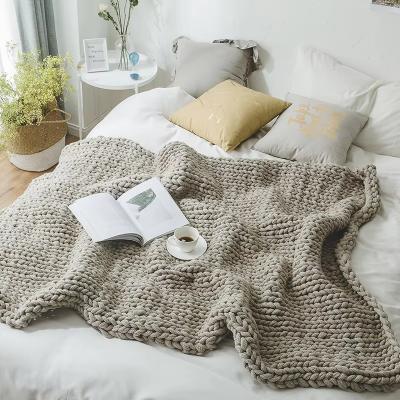 Handmade Super Chunky Knitted Throw Merino Wool Yarn Blanket