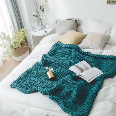 Handmade Super Chunky Knitted Throw Merino Wool Yarn Blanket